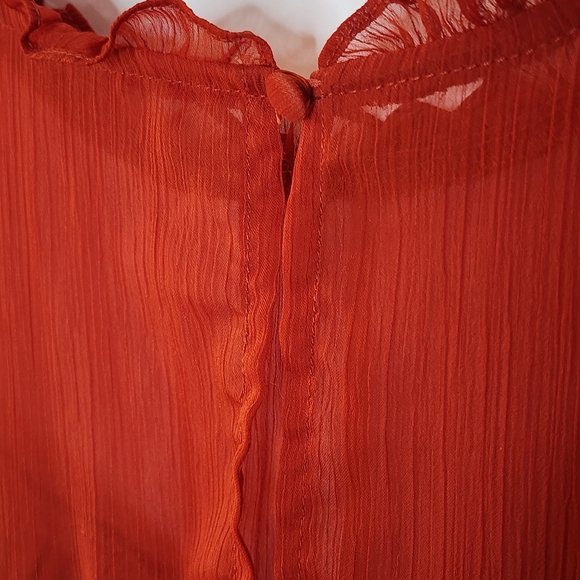 Torrid Burnt Orange Sheer Ruffle Blouse 3X - Picture 5 of 7